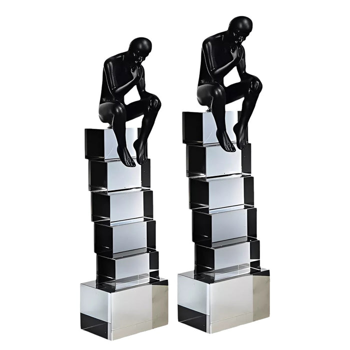 ESCULTURAS DE CRISTAL HUMAN IN STAIRS SET DE 2