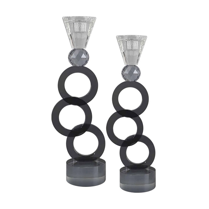 CANDELABROS DE CRISTAL CIRCLES SET DE 2