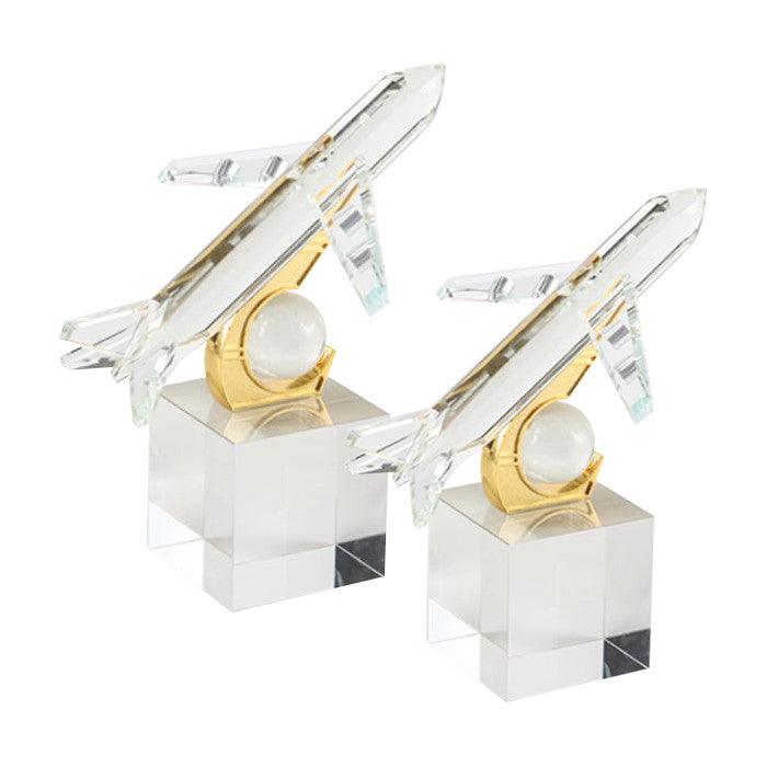 ESCULTURAS DE CRISTAL PLANES SET DE 2