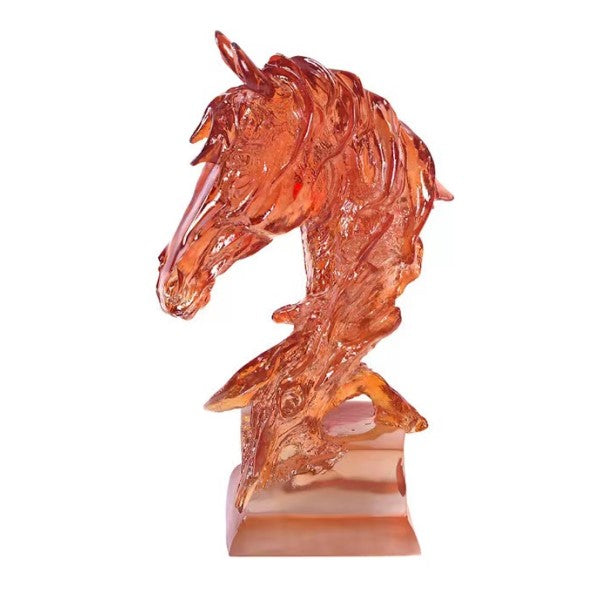 ESCULTURA DE RESINA HORSE HEAD NARANJA