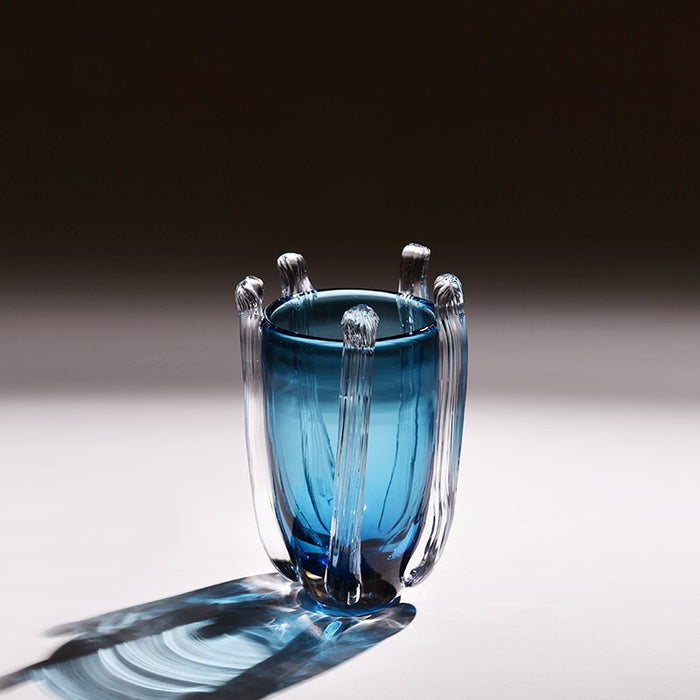 JARRON DE VIDRIO AZUL