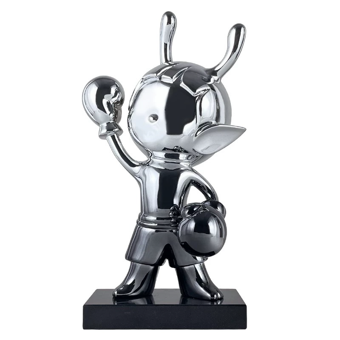 ESCULTURA DE RESINA BOXING ALIEN SILVER