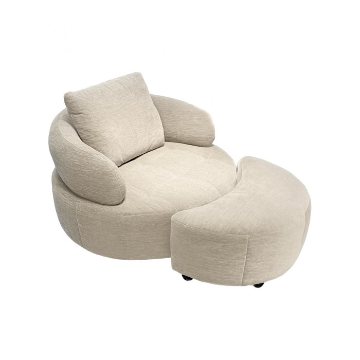 POLTRONA GIRATORIA CON OTTOMAN CREMA