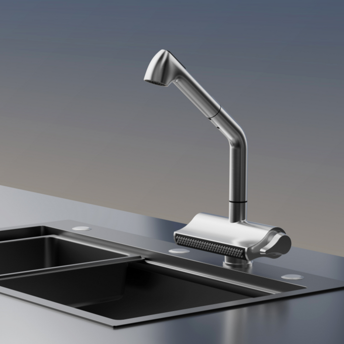 GRIFO FREGADOR CON MANGUERA EXTRAIBLE DE MONTAJE SUPERIOR ACERO