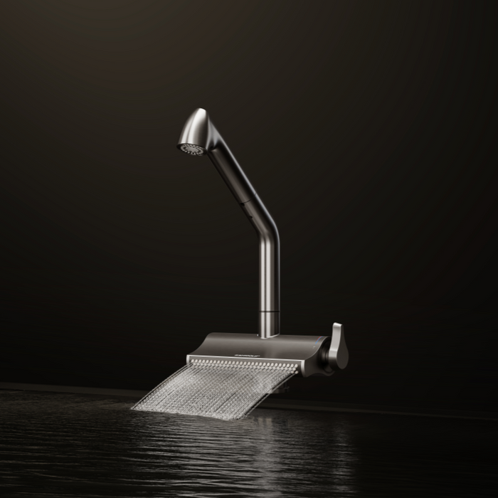 GRIFO FREGADOR CON MANGUERA EXTRAIBLE DE MONTAJE SUPERIOR GUN GRIS