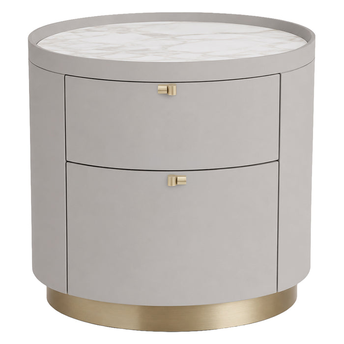 MESA DE NOCHE MICROFIBRA TAUPE