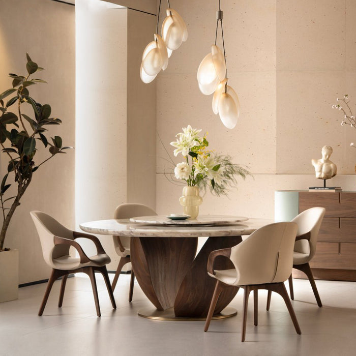 MESA COMEDOR REDONDA CLIFTON CON SOBRE MARMOL ONYX