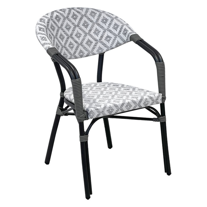 SILLA DE ALUMINIO CON BRAZOS NEGRO Y GRIS OSCURO