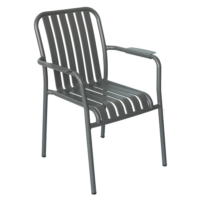 SILLA DE ALUMINIO CON BRAZOS GRIS