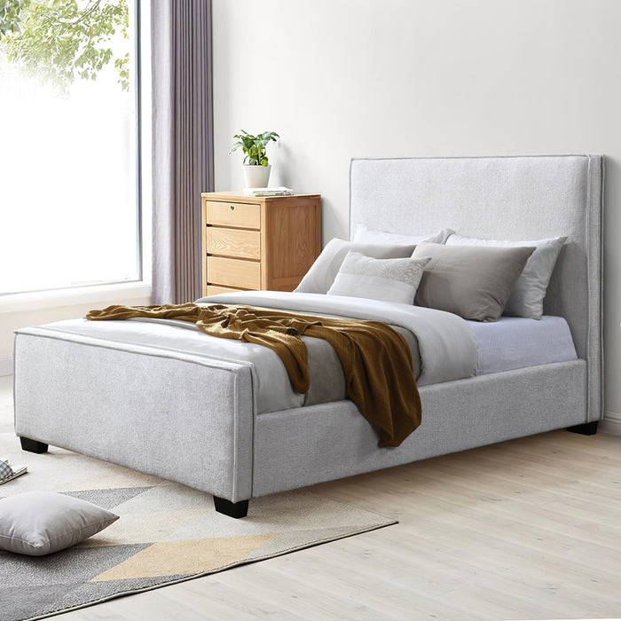 CAMA TWIN TAPIZADA HUESO BLANCO