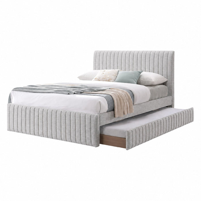 CAMA FULL CON CAMA AUXILIAR TWIN GRIS CLARO