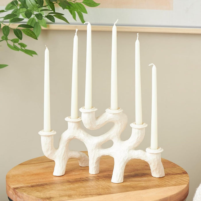 CANDELABRO DE RESINA CREMA