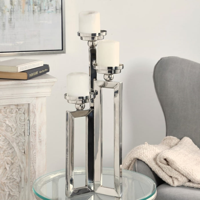 CANDELABRO ACERO INOXIDABLE PLATEADO