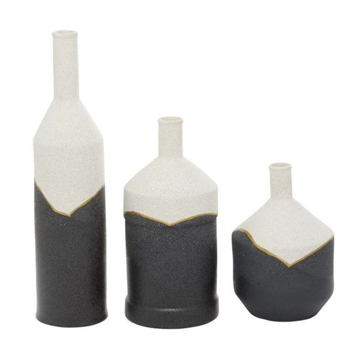 JARRONES DE CERAMICA NEGROS SET DE 3