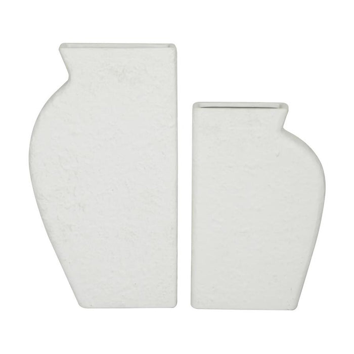 JARRONES DE CERAMICA BLANCOS SET DE 2