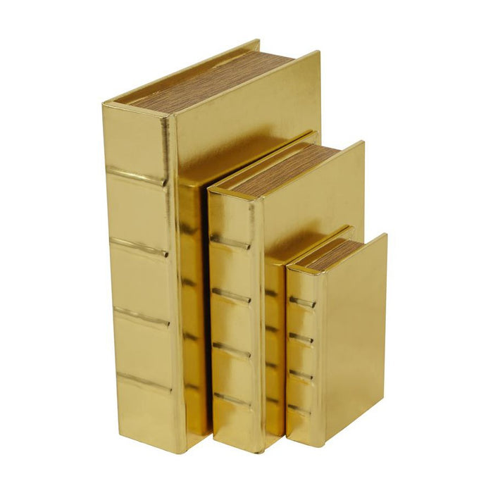 CAJAS LIBRO DORADO SET DE 3