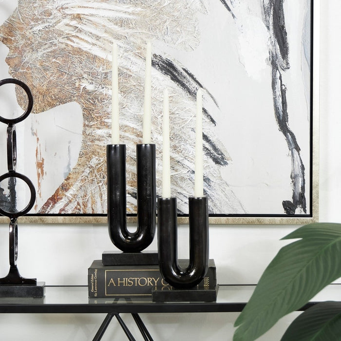 CANDELABROS U NEGRO SET DE 2