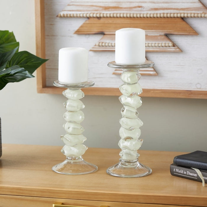 CANDELABROS CRISTAL VERDE SET DE 2