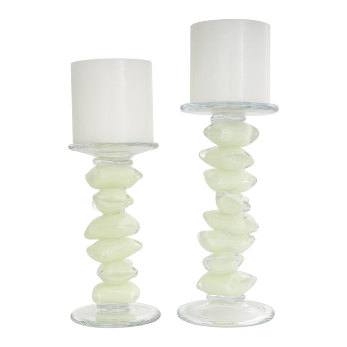 CANDELABROS CRISTAL VERDE SET DE 2