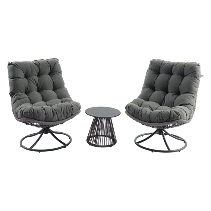 SET DE SALA CON SILLAS GIRATORIAS (3 PZAS) GRIS