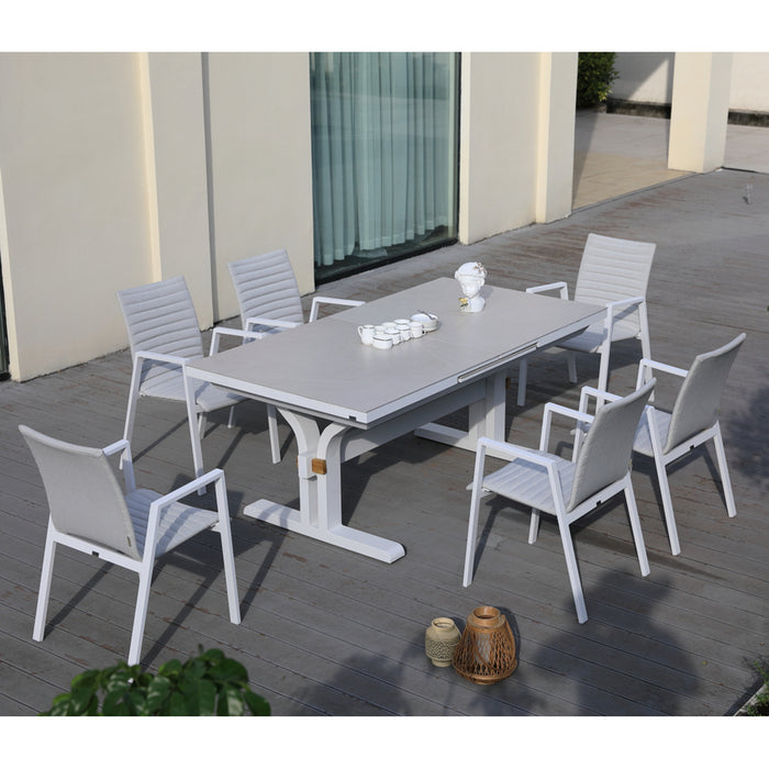 SET COMEDOR EXTERIOR (9 PZAS) GRIS CLARO Y BLANCO