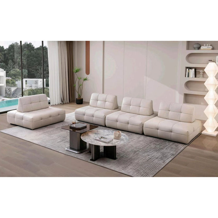 SOFA MODULDAR CON BRAZO CUERO GRIS
