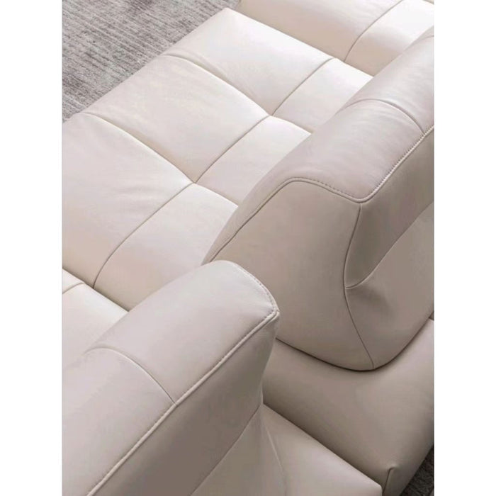 SOFA MODULDAR CON BRAZO CUERO CREMA