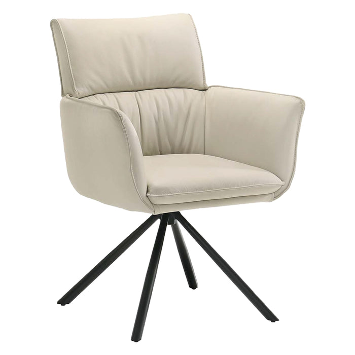 SILLA COMEDOR GIRATORIA CUERO IVORY