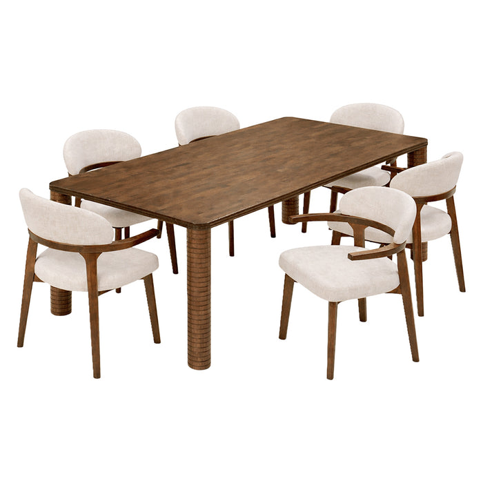 SET COMEDOR (7 PZAS) MADERA NUEZ