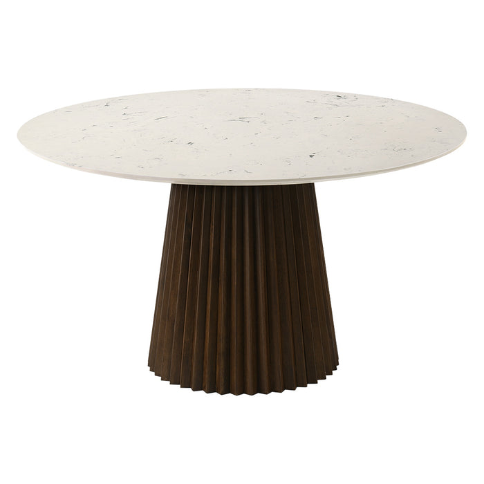 SET COMEDOR (7 PZAS) MADERA GRIS Y TOP MARMOL
