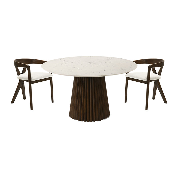 SET COMEDOR (7 PZAS) MADERA GRIS Y TOP MARMOL