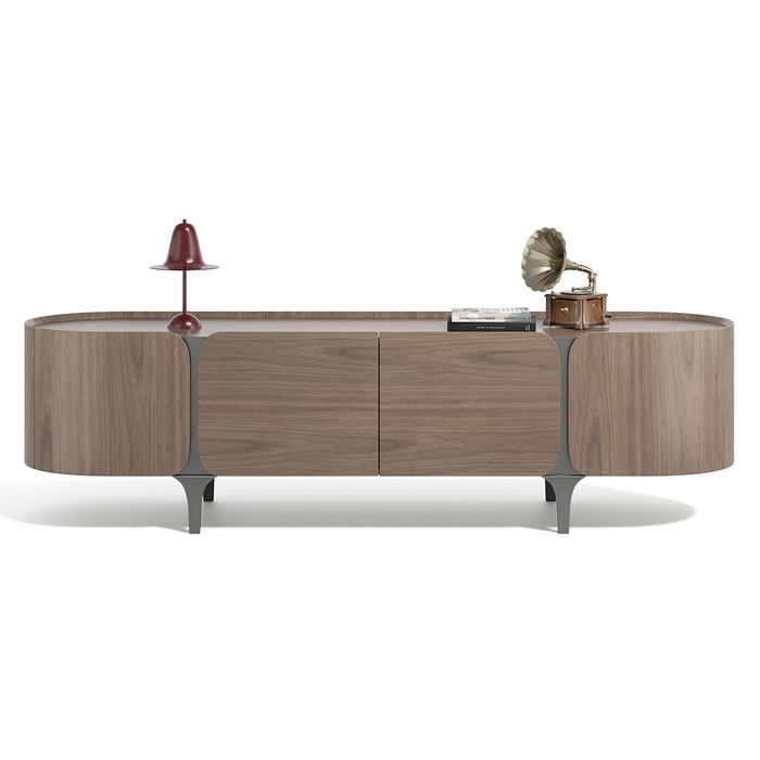 CONSOLA DE ENTRETENIMIENTO ENCHAPADO NOGAL