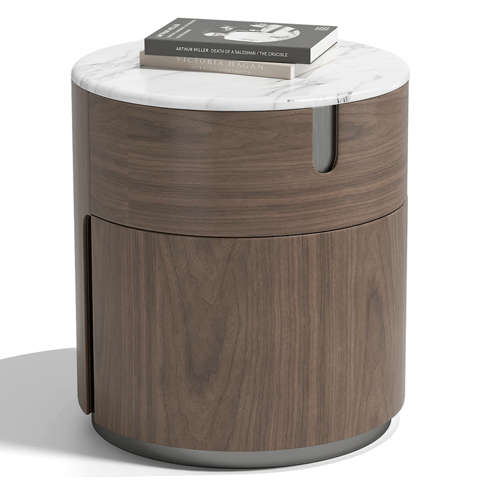 MESA DE NOCHE TOP MARMOL BLANCO ALPINO