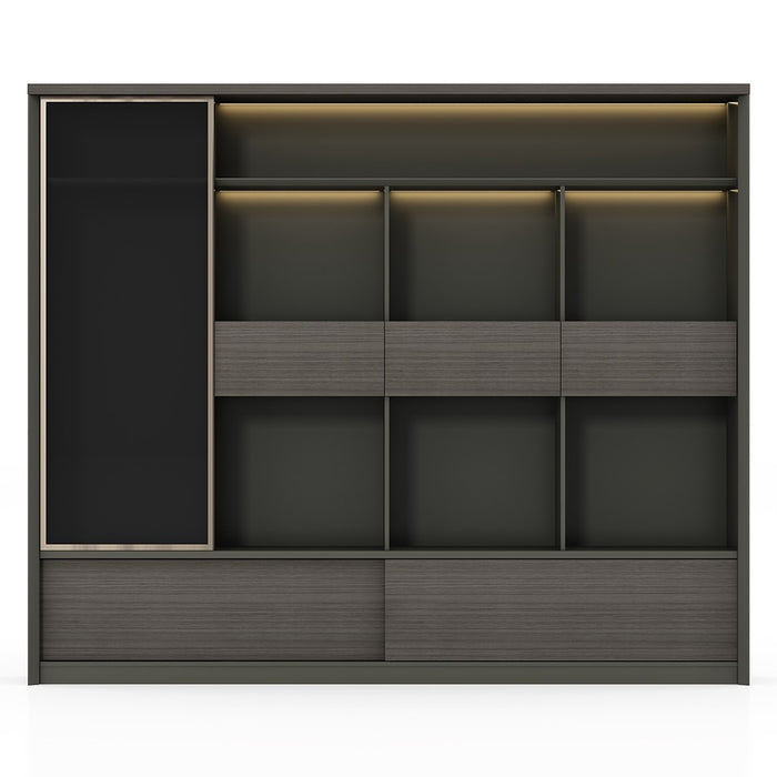 ESTANTE DE OFICINA NOGAL Y GRIS