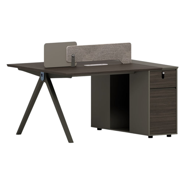 ESCRITORIO DE OFICINA, 2 PUESTOS NOGAL Y GRIS