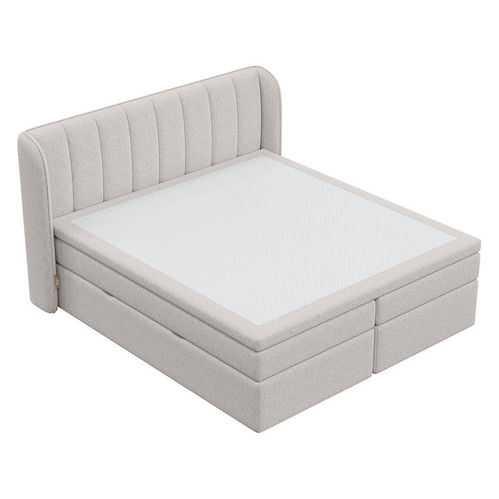 CAMA QUEEN CON COLCHON INCLUIDO Y ALMACENAMIENTO INTEGRADO GRIS