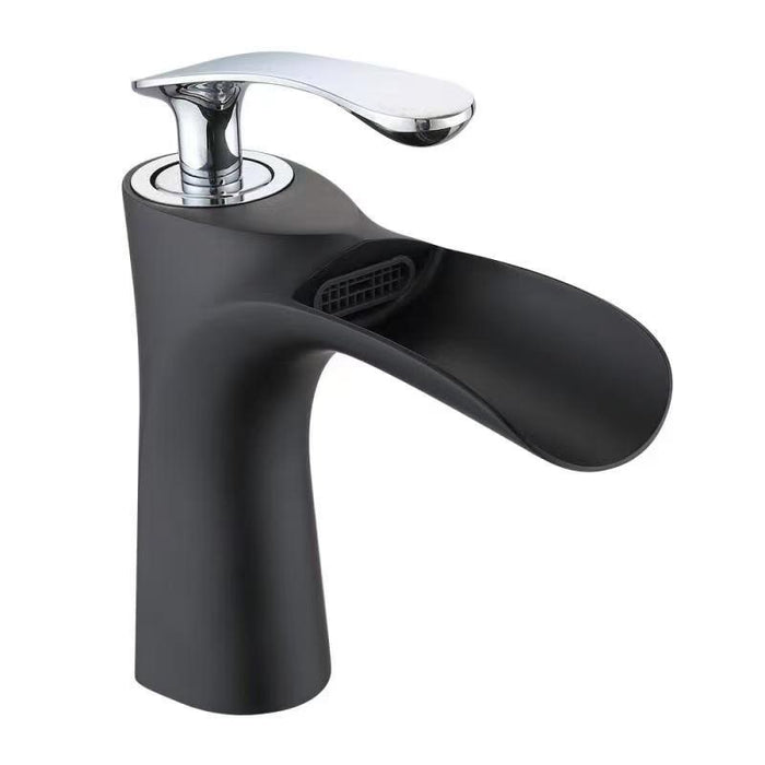 GRIFO LAVAMANOS MONOMANDO NEGRO Y CROMO