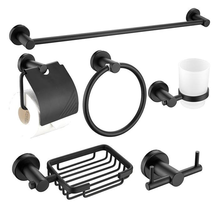 SET ACCESORIOS PARA BAÑO DE 6 PZAS NEGRO