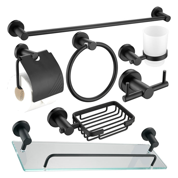 SET ACCESORIOS PARA BAÑO DE 7 PZAS NEGRO