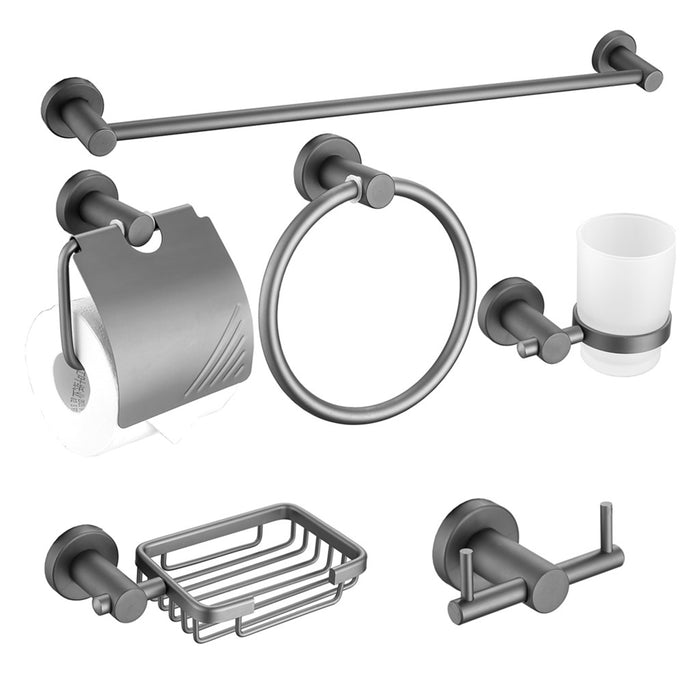 SET ACCESORIOS PARA BAÑO DE 6 PZAS GRIS