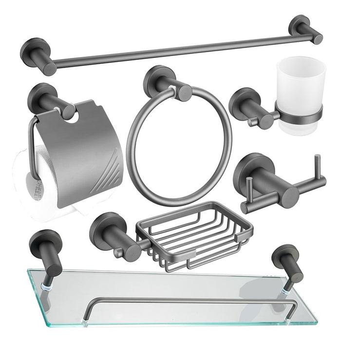 SET ACCESORIOS PARA BAÑO DE 7 PZAS GRIS