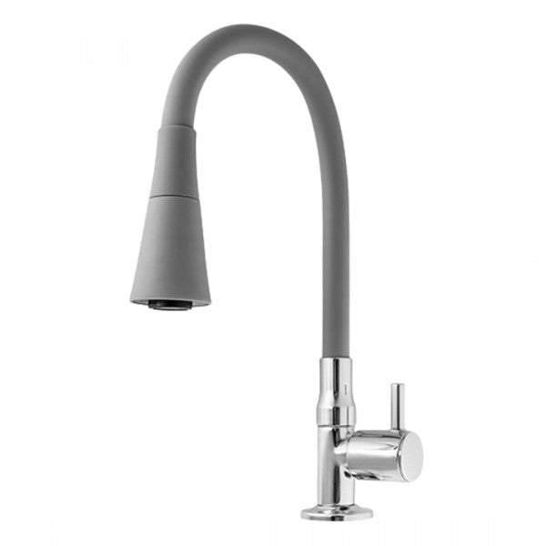 GRIFO FREGADOR CON CUELLO FLEXIBLE GRIS