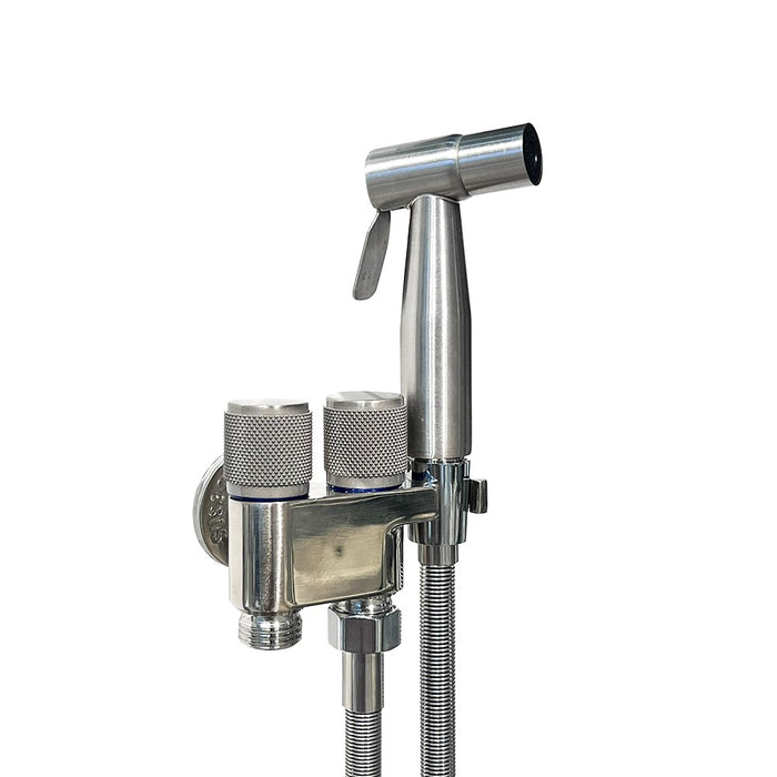 JUEGO DUCHA SANITARIA NIQUEL SATINADO