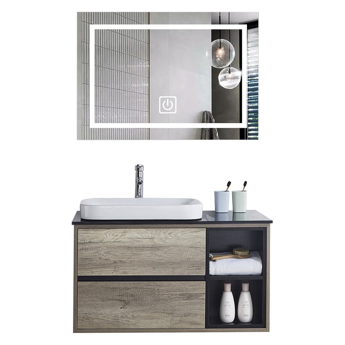 MUEBLE DE BAÑO CON ESPEJO LED 90 CM