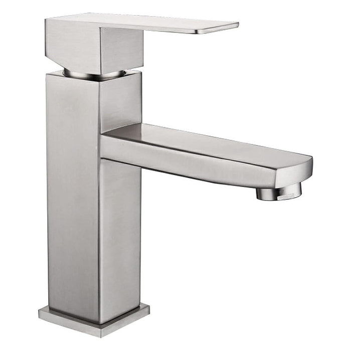 GRIFO INDIVIDUAL P/LAVAMANO, COLOR SATIN, CUERPO ACERO INOX 304, C/2 MANGUERAS 3/8X50CM