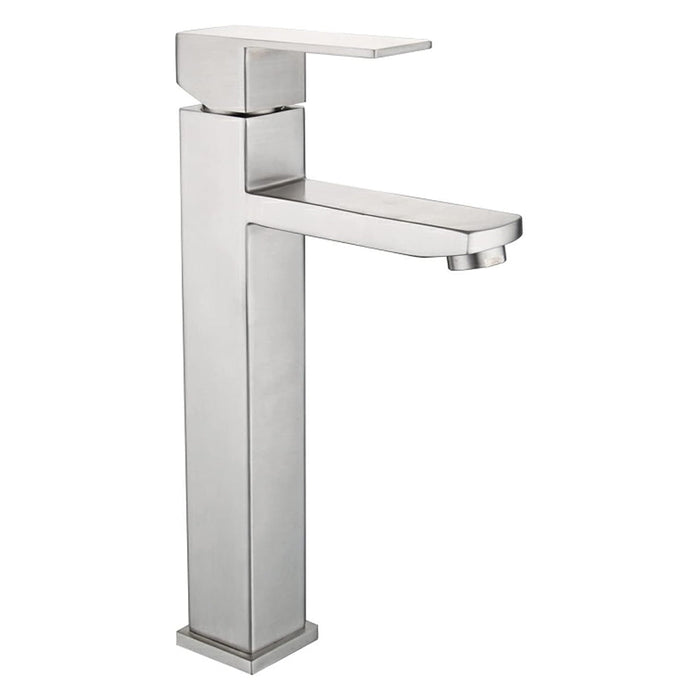 GRIFO INDIVIDUAL P/LAVAMANO, COLOR SATIN, CUERPO ACERO INOX 304, C/2 MANGUERAS 3/8X50CM