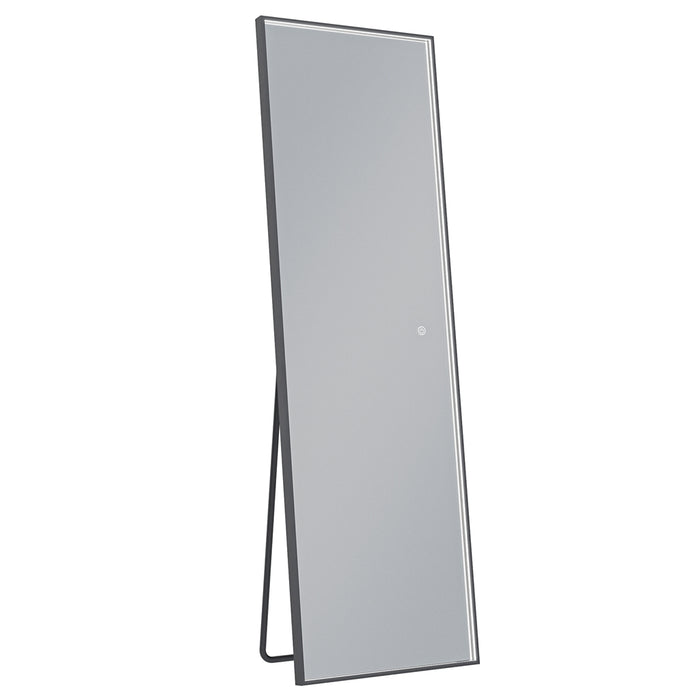 ESPEJO LED DE PIE 50 X 160 CM MARCO NEGRO LUZ 3 TONOS
