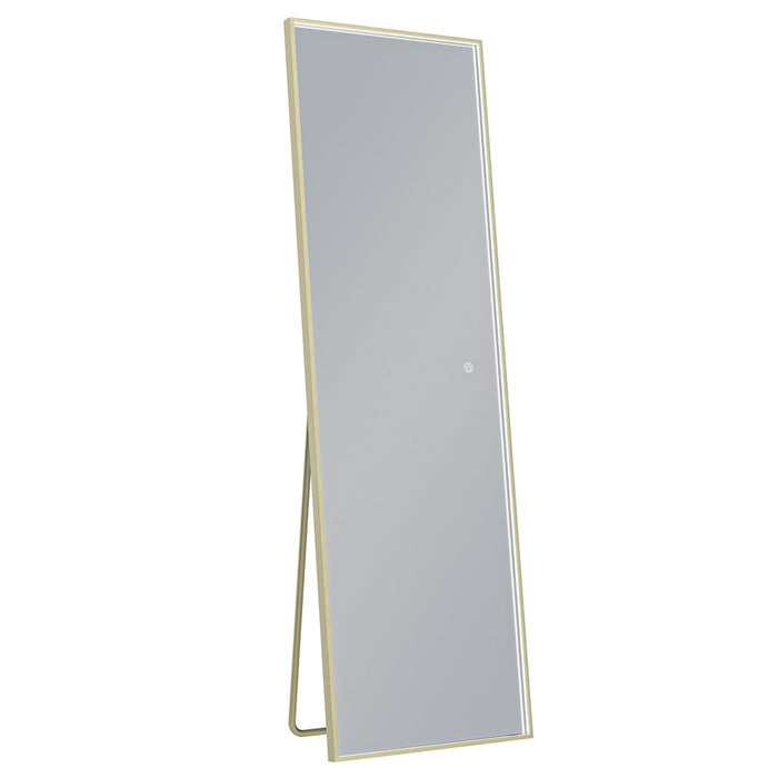 ESPEJO LED DE PIE 50 X 160 CM MARCO DORADO LUZ 3 TONOS