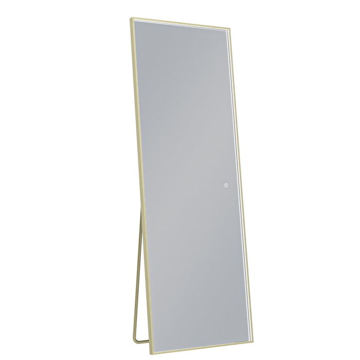ESPEJO LED DE PIE 60 X 170 CM MARCO DORADO LUZ 3 TONOS