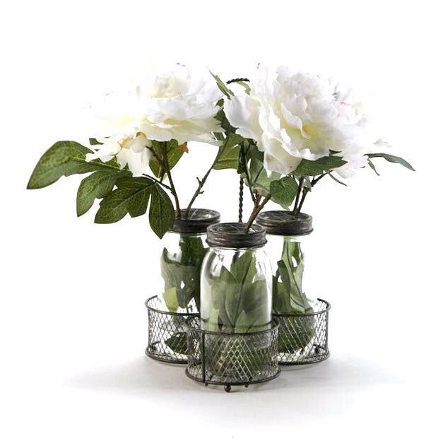 PEONIES EN VASO CON BASE DE METAL